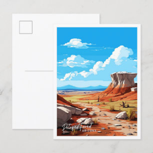 Petrified Forest Arizona Art Travel illustration Vykort