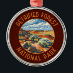 Petrified Forest National Park Retro Distress Julgransprydnad Metall<br><div class="desc">Petrified Forest vector-design. Parken ligger i nordöstra Arizona och har stora avlagringar av petrifierat trä.</div>