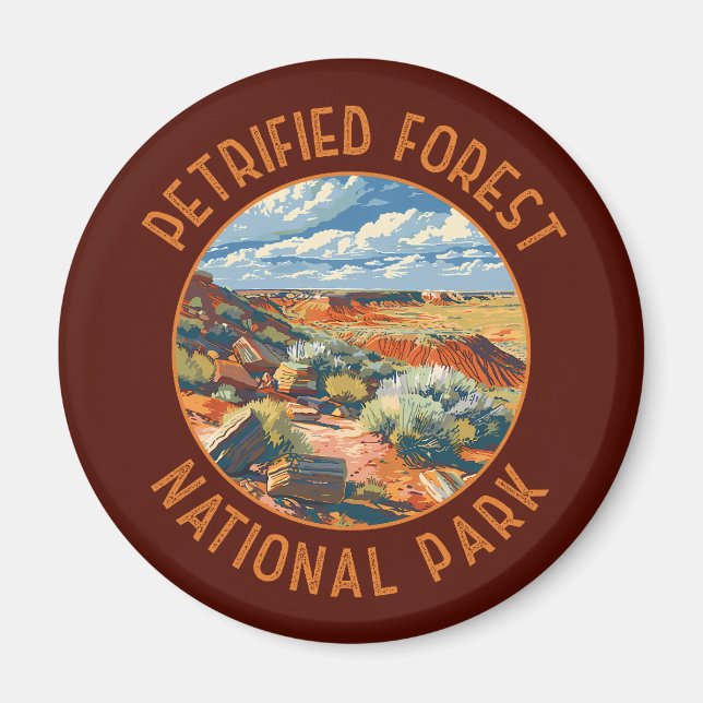 Petrified Forest National Park Retro Distress Magnet (Framsidan)