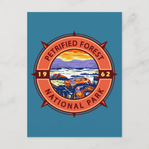 Petrified Forest National Park Retro Kompass Vykort