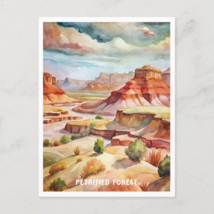 Petrified Forest National Park Watercolor Painting Vykort