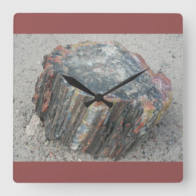 Petrified Wood Clock Fyrkantig Klocka (Framsida)
