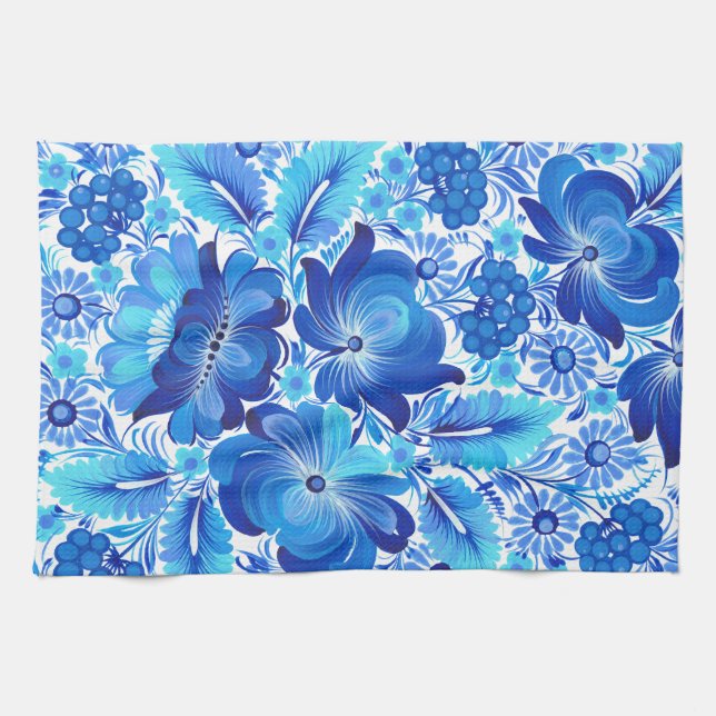 Petrikivka Ukrainian traditional folk art.  Kökshandduk (Horisontell)