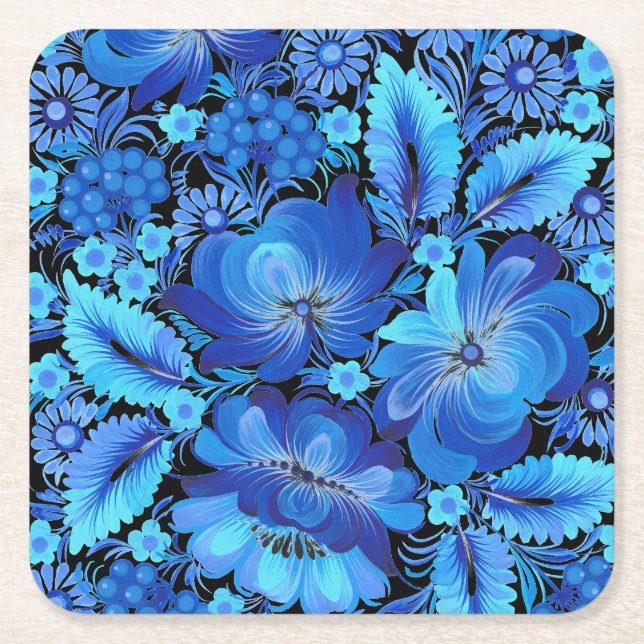 Petrikivka Ukrainian traditional folk art Underlägg Papper Kvadrat (Framsidan)