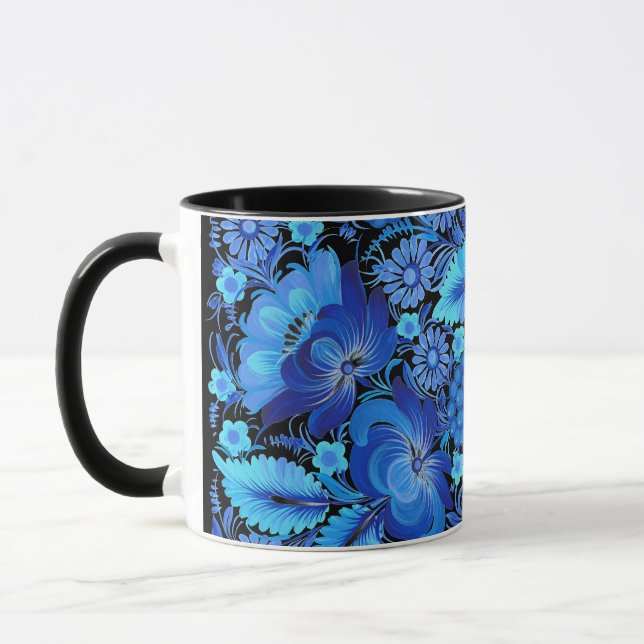 Petrikivka ukrainsk traditionell konst  mugg (Vänster)
