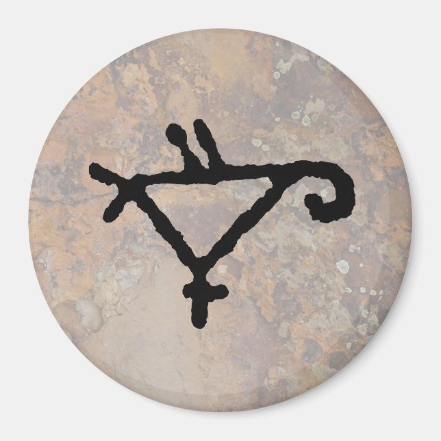 Petroglyf av stympad papegoja magnet (Framsidan)