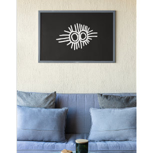 Petroglyf med en förstoring av sol och måne poster