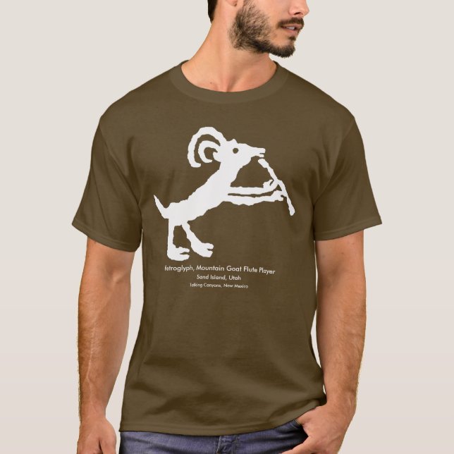 Petroglyf, Mountain Goat Flute Player T-Shirt (Framsida)