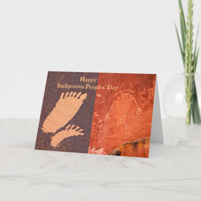 Petroglyfer Feet och Figur på ursprungsfolkens dag Kort (Framsida)