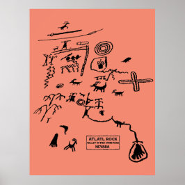 Petroglyfer vid Atlatl Rock i Valley of Fire State Poster
