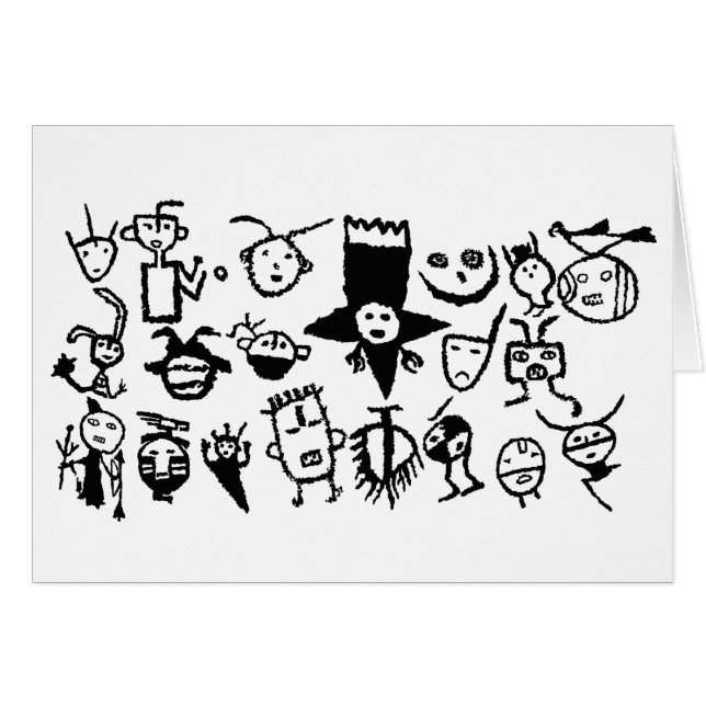 Petroglyph Collection, masker och huvuden Hälsningskort (Framsidan Horizontal)