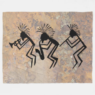 Petroglyph för Kokopelli horn- och flöjtspelare Fleecefilt