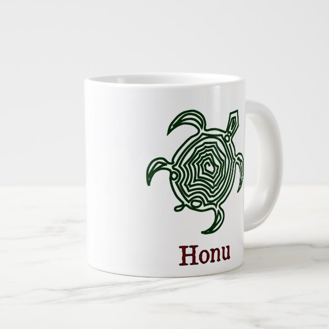 Petroglyph Hawaiian Grönt Sea Turtle Jumbo Mugg (Framsida höger)