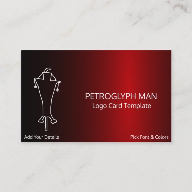 Petroglyph Man Symbol Logotyp Visitkort (Framsida)