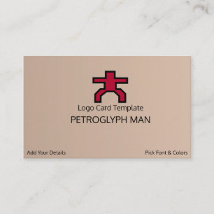 Petroglyph Man Symbol - Red Logotyp Visitkort