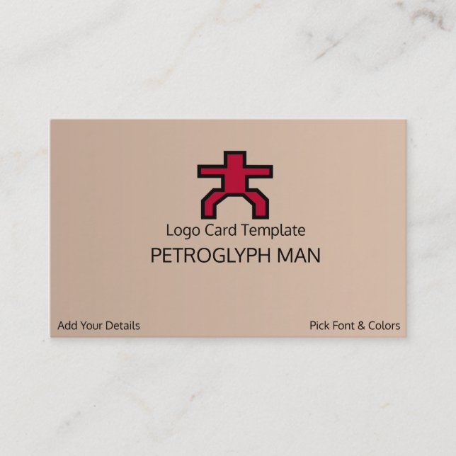 Petroglyph Man Symbol - Red Logotyp Visitkort (Framsida)