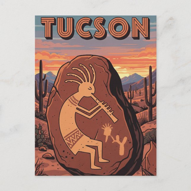 Petroglyph Tuscon Arizona Travel Vykort (Framsida)