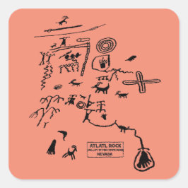 Petroglyphs at Atlatl Rock at Valley of Fire State Fyrkantigt Klistermärke