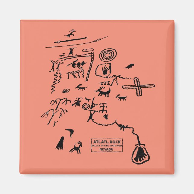 Petroglyphs at Atlatl Rock at Valley of Fire State Magnet (Framsidan)