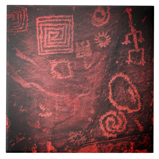 Petroglyphs Hopi Cave Writes Art Ceramic Tile Kakelplatta (Framsidan)