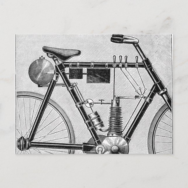 Petrolette Omega Motorcle, 1895 Vykort (Framsida)