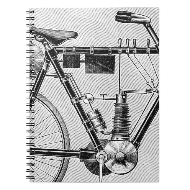 Petrolette Omega motorcykel, 1895 Anteckningsbok (Framsidan)