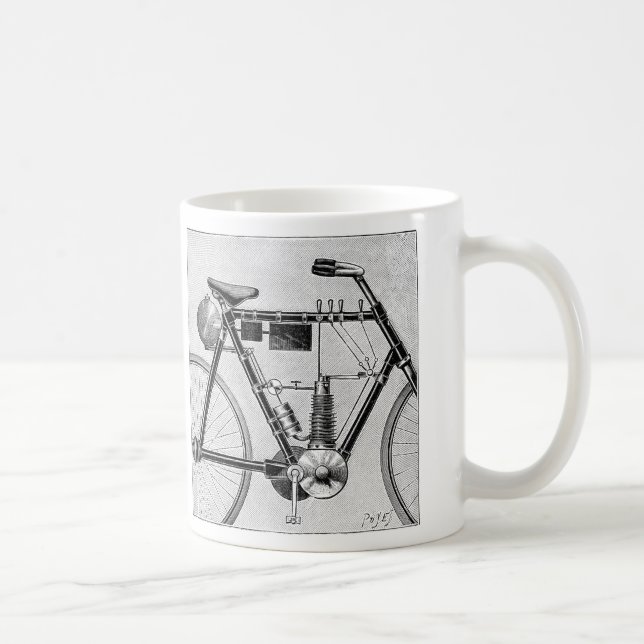 Petrolette Omega motorcykel, 1895 Kaffemugg (Höger)