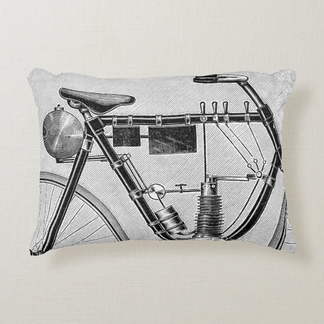 Petrolette Omega motorcykel, 1895 Prydnadskudde (Framsidan)