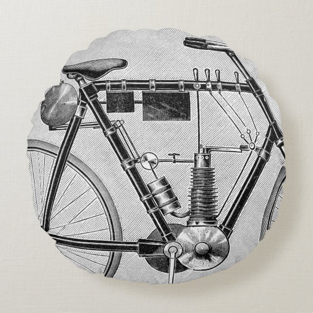 Petrolette Omega motorcykel, 1895 Rund Kudde (Framsidan)