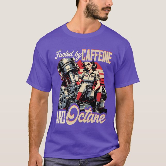 Petrolhead Car Fueled By Caffeine And Octane vinta T Shirt (Framsida)