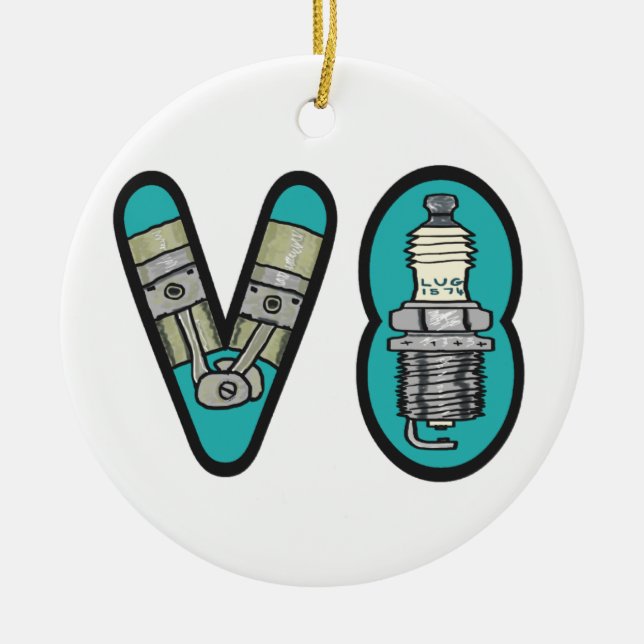 Petrolhead V8-bilentusiast Julgransprydnad Keramik (Framsidan)