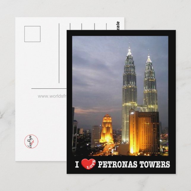 Petronas Torn - Kuala Lumpur - Malaysia - I Kärlek Vykort (Fram/baksida)