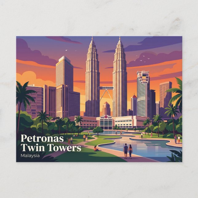 Petronas Twin Towers Malaysia Vykort (Framsida)