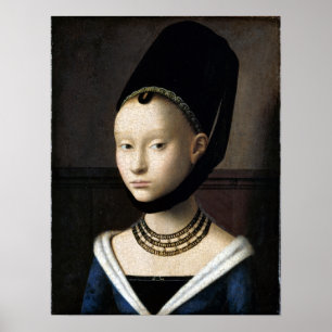 Petrus Christus porträtt av en ung kvinna Poster
