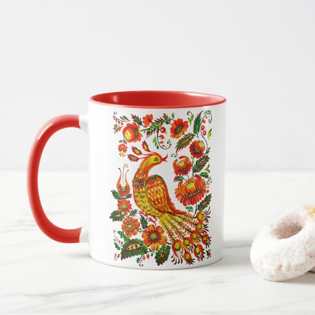 Petrykivka ukrainarefirebird mugg (Med munk)