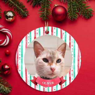 Pets 2 Photo Ornament Watercolor Peppermynt