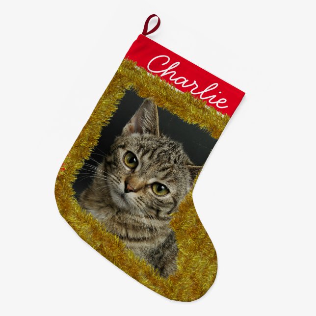 Pets Anpassningsbar Photo/ Namn Small julklapp Stor Julstrumpa (Framsidan (Hängande))
