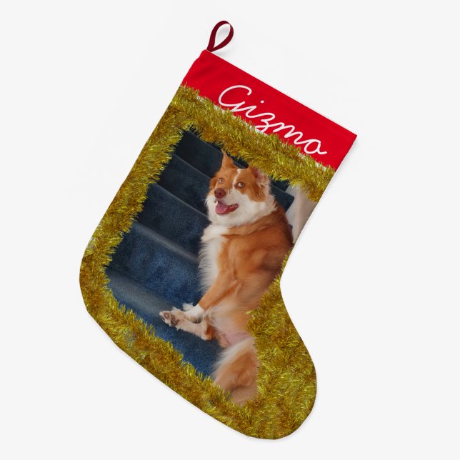 Pets Anpassningsbar Photo/ Namn Small julklapp Stor Julstrumpa (Framsidan (Hängande))