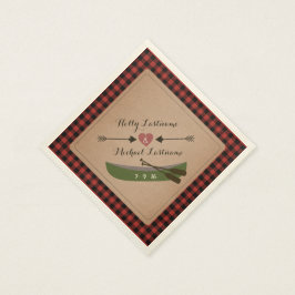 Pets Canoe + Heart med pilarna Rustic Bröllop Pappersservett