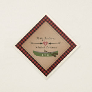 Pets Canoe + Heart med pilarna Rustic Bröllop Pappersservett