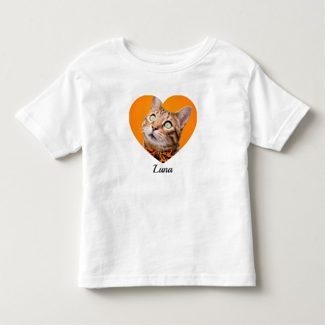 Pet's Cute Modern Typography Name and heart Photo T Shirt (Framsida)
