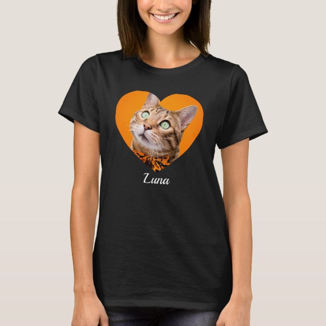 Pet's Cute Modern Typography Name and heart Photo T Shirt (Framsida)