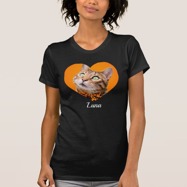 Pet's Cute Modern Typography Name and heart Photo T Shirt (Framsida)