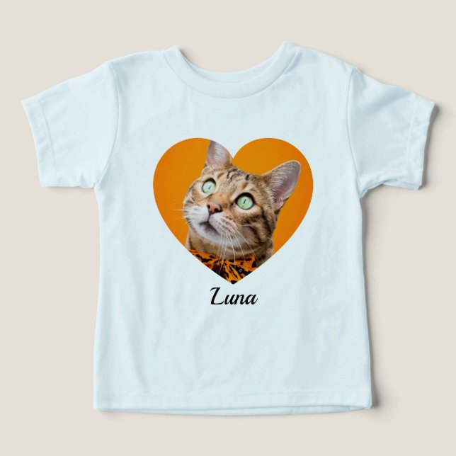 Pet's Cute Modern Typography Name and heart Photo T Shirt (Design Framsida)