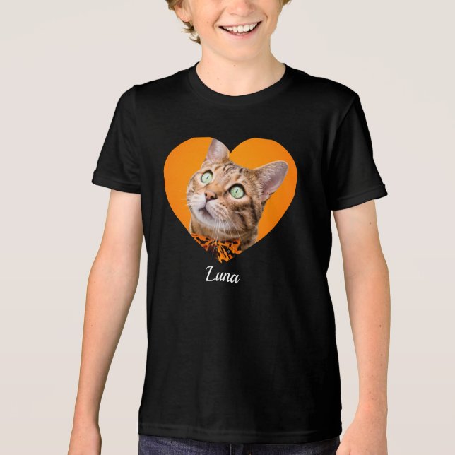 Pet's Cute Modern Typography Name and heart Photo T Shirt (Framsida)
