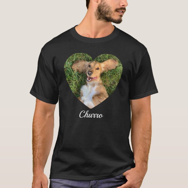 Pet's Cute Modern Typography Name and heart Photo T Shirt (Framsida)
