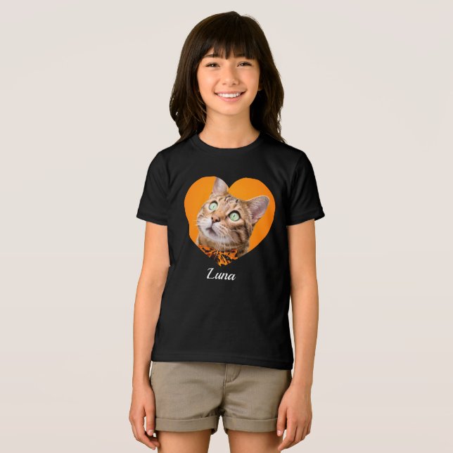 Pet's Cute Modern Typography Name and heart Photo T Shirt (Framsida Full)