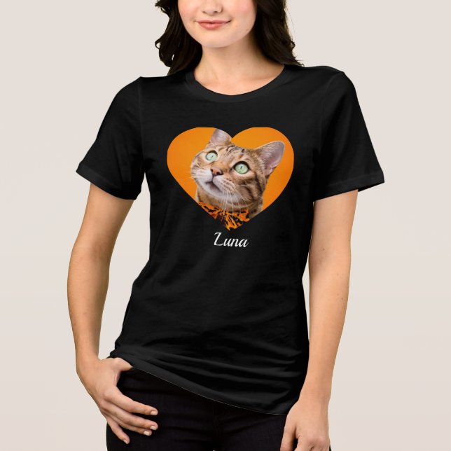 Pet's Cute Modern Typography Name and heart Photo T Shirt (Framsida)
