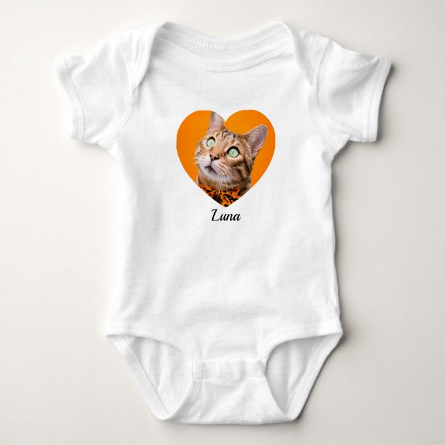 Pet's Cute Modern Typography Name and heart Photo T Shirt (Framsida)