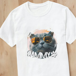 Pets enkla Modern Grunge Coola Namn och Foto T Shirt